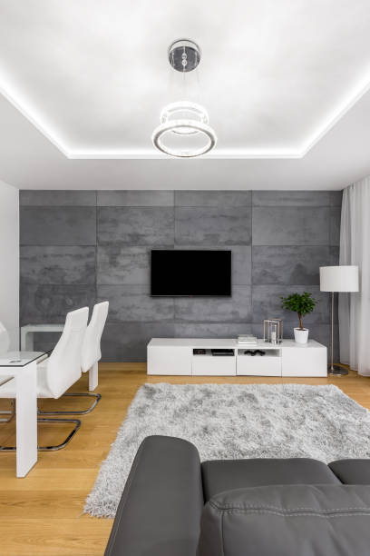 Sitting room with concrete wall