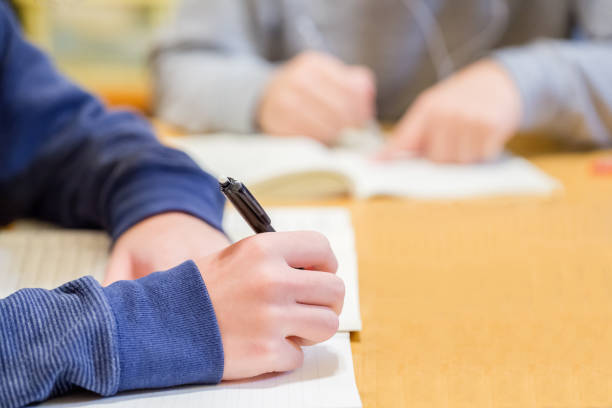 children studying - homework pencil people indoors imagens e fotografias de stock