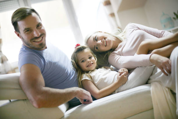 istock Family with one child at home. 879112710