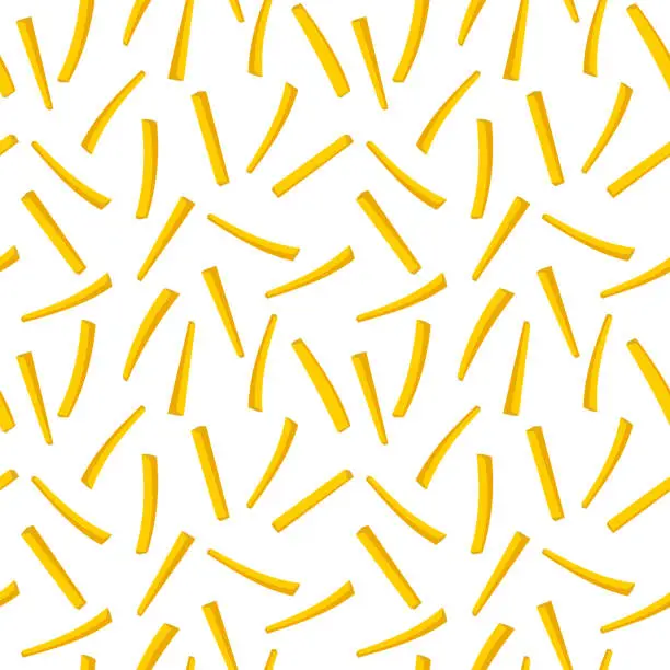 Vector illustration of Seamless pattern with french fries on a white background