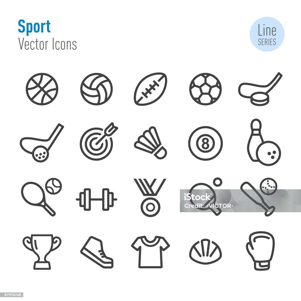 Sport Icons - Vector Line Series Sport, Fitness, exercising, Aerobics, match, ball game Icon Symbol stock vector