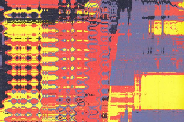 istock Corrugated abstract background. Silk screen on paper and created by scanner. Multicolored background. Modern art. Contemporary art. Abstract art. 879116578