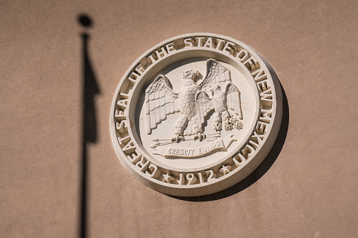 New Mexico State Seal at the entrance to the New Mexico Capitol Building