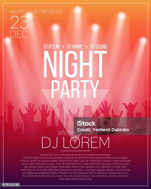 Dance Party Flyer Or Poster Design Template Night Party Dj Concert Disco Party Background With Spotlights Stock Illustration - Download Image Now