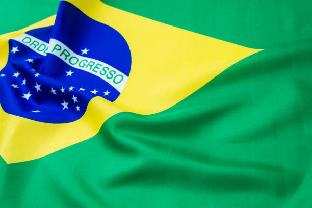istock Close up of Bazilian flag 879125498