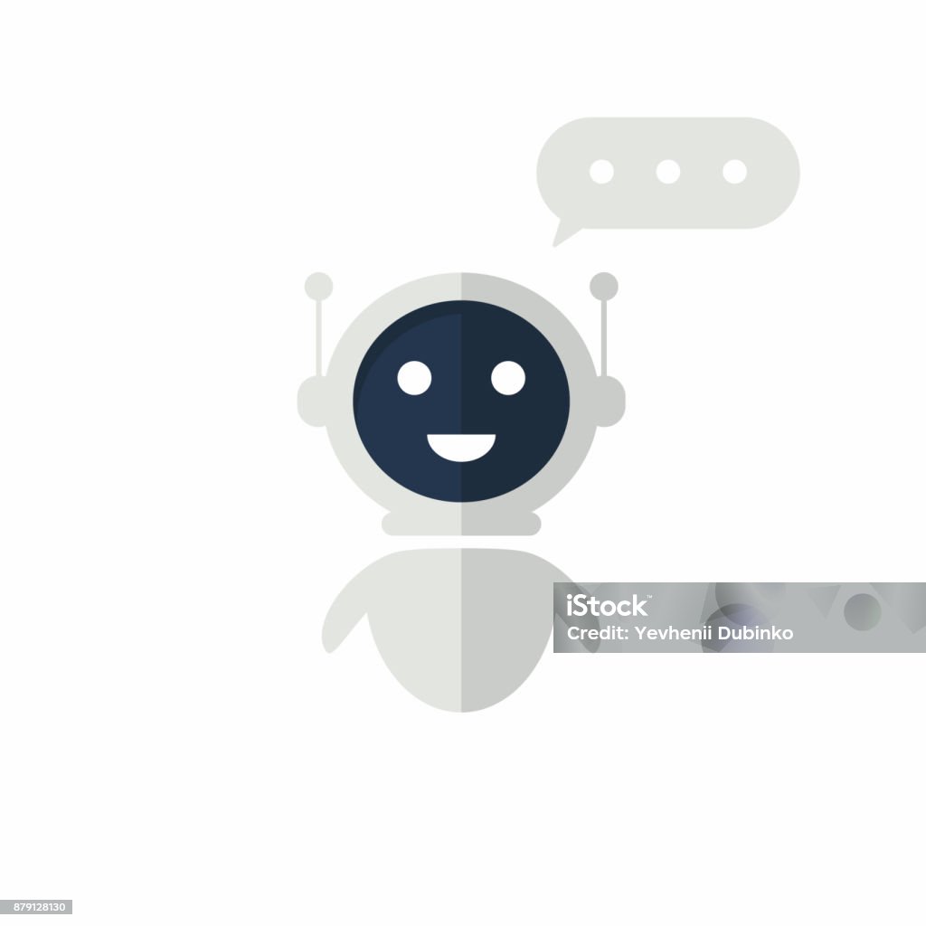 Icône du chat bot avec la bulle de dialogue. Assistant virtuel pour site Web. Concept de bot de tchat pour sevice client - clipart vectoriel de Robot libre de droits