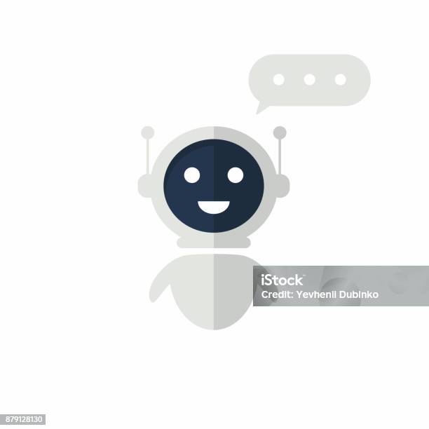 Icône Du Chat Bot Avec La Bulle De Dialogue Assistant Virtuel Pour Site Web Concept De Bot De Tchat Pour Sevice Client Vecteurs libres de droits et plus d'images vectorielles de Robot