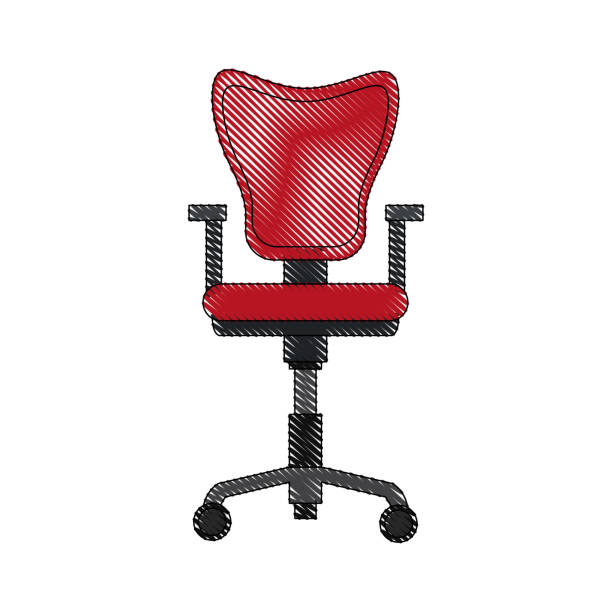 ilustrações, clipart, desenhos animados e ícones de escrivaninha e cadeira de escritório - office chair chair furniture scribble