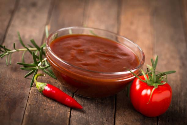 Barbeque sauce in the bowl stock photo