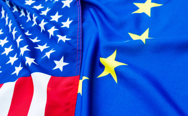istock USA and European Union flags 879133560