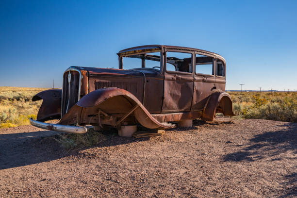 Abandoned Car in Petrified Forest National Park along Route 66 in Arizona
