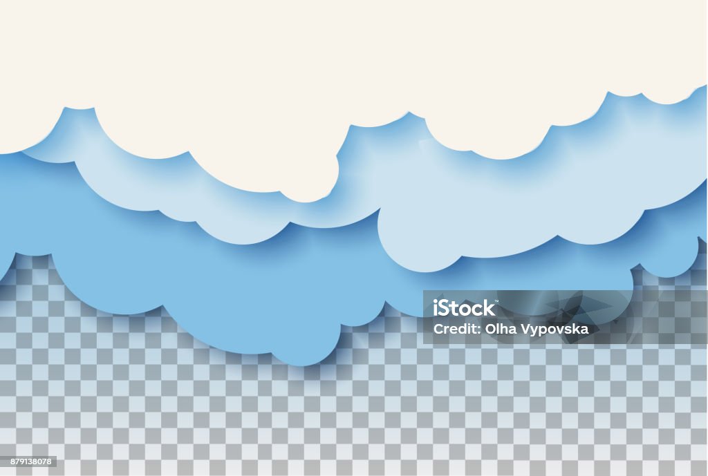 3d abstract paper cut illustration of pastel blue sky and clouds. Vector colorful template. 3d abstract paper cut illustration of pastel blue sky and clouds. Vector colorful template for banner, flyer, poster or iinvitation in paper art style. Eps10. Cloud - Sky stock vector