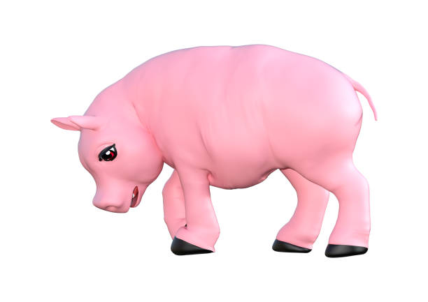 istock 3D rendering pink toy pig on white 879163498