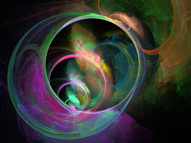 istock Abstract illustration of a fractal pattern on black background 879166576