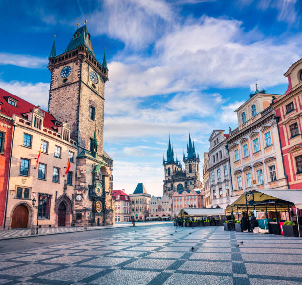 istock Spring morning on the Old Town square with Tyn Church. 879179936