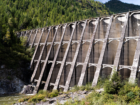 Anyox Hydro-Electric Dam in British Columbia, Canada. Anyox is a copper mining ghost town that has not been in operation since 1934 and is located in Northern British Columbia, Canada.