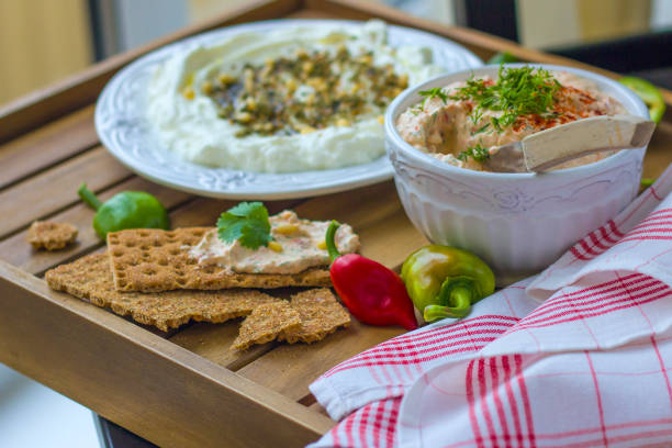 istock Middle Eastern dish - dense homemade yogurt  labneh with zaatar 879223630