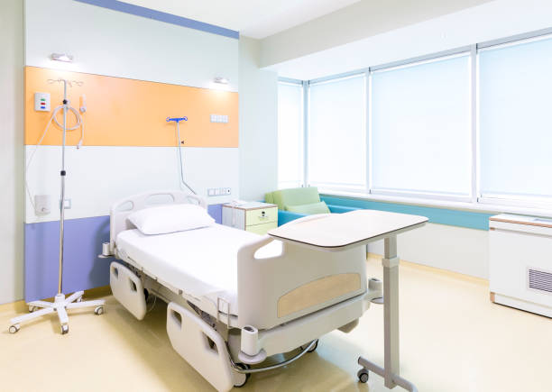 istock Hospital room with beds and comfortable medical equipped 879243072