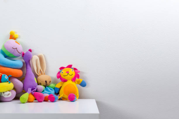 istock Set of colorful Kids toys frame. Copy space for text 879248974