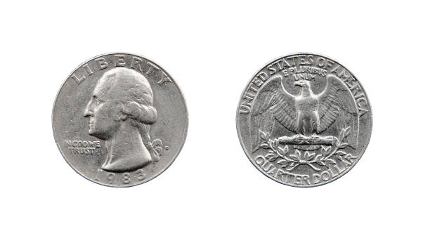 istock Old American quarter dollar coin Liberty 1983 879248988