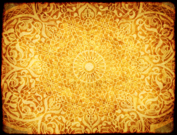 istock Grunge background with paper texture and floral ornament 879249514