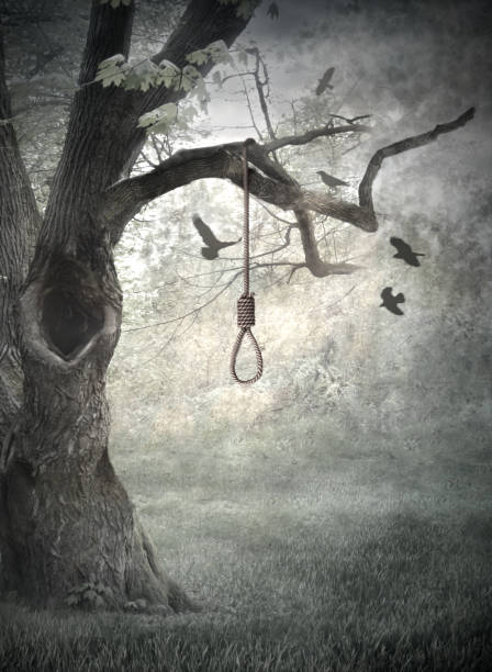 Hangman's tree. Concept graphic in soft oil painting style.