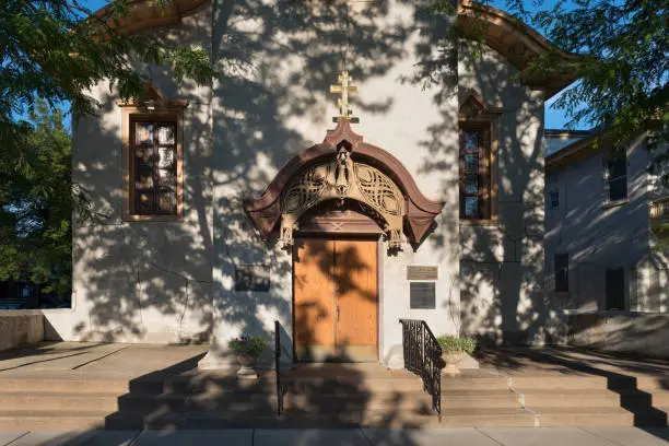 Chicago, IL - July 30, 2017 -  Front entrance to Holy Trinity Cathedral designed by Louis Sullivan in Chicago Ukrainian Village