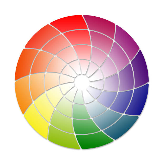 color wheel concept on white background - cold tint imagens e fotografias de stock