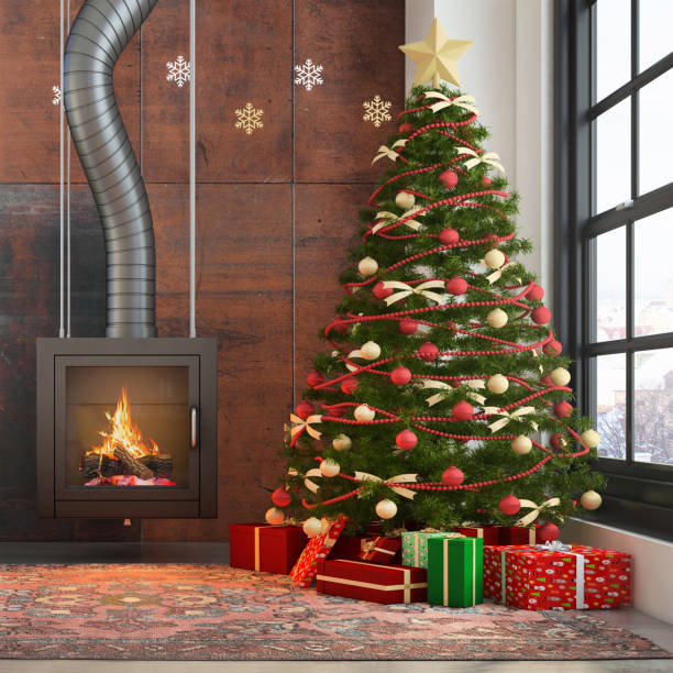 istock Christmas theme decorated apartment interior 879275976