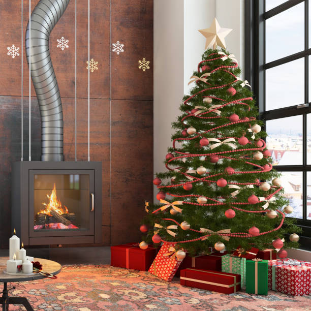 istock Christmas theme decorated apartment interior 879275990