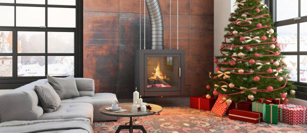 istock Christmas theme decorated apartment interior 879275992