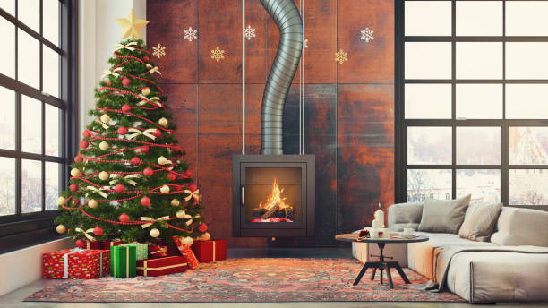 istock Christmas theme decorated apartment interior 879276006