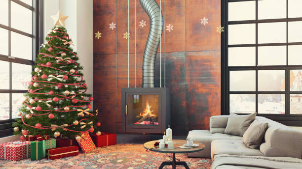 istock Christmas theme decorated apartment interior 879276046