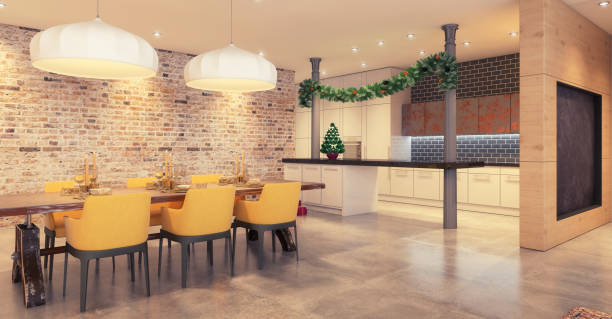istock Christmas theme decorated apartment interior 879276054