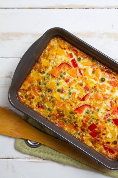 istock Bell peppers and green peas omelete 879276068
