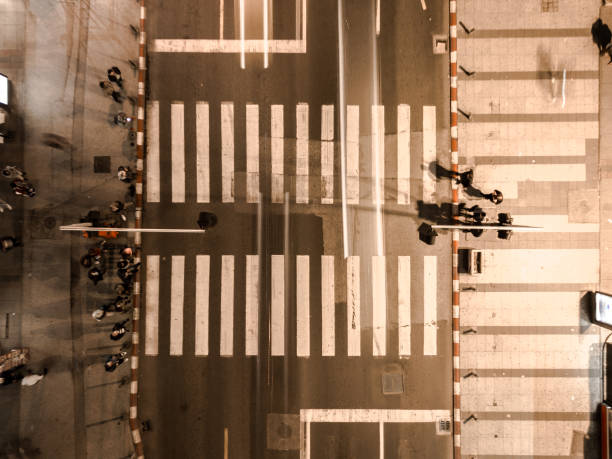 istock night pedestrian crossing aerial 879276198