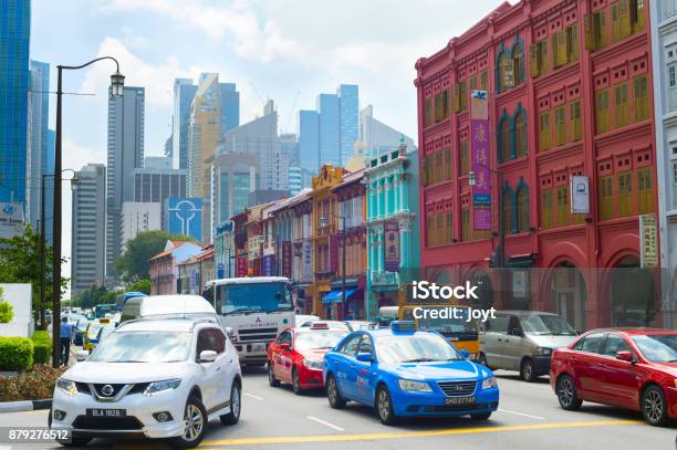 Traffic At Rush Hour Singapore Stock Photo - Download Image Now - Singapore, Taxi, Car