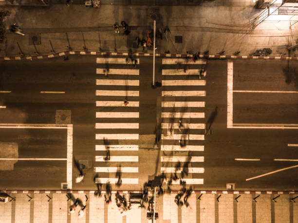 istock night pedestrian crossing aerial 879279014