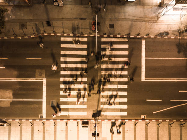 istock night pedestrian crossing aerial 879279036