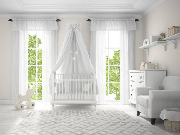 istock Classic children room in white color 3D rendering 879279768