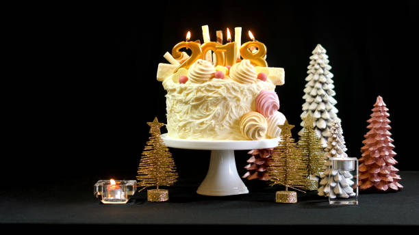 istock 2018 Happy New Year showstopper cake with copy space. 879283134