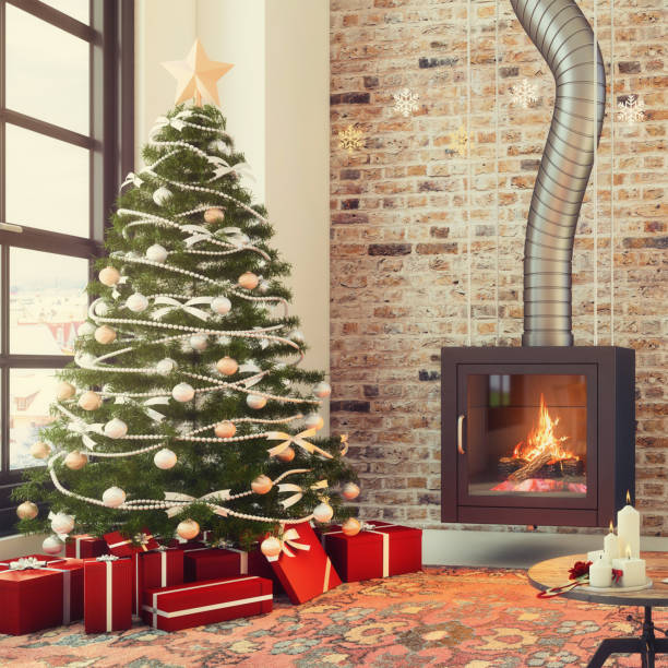 istock Christmas theme decorated apartment interior 879283516