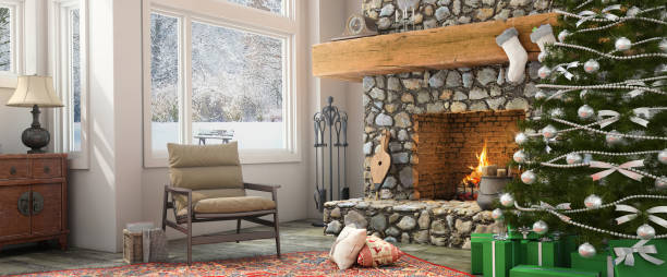 istock Christmas theme decorated apartment interior 879283538