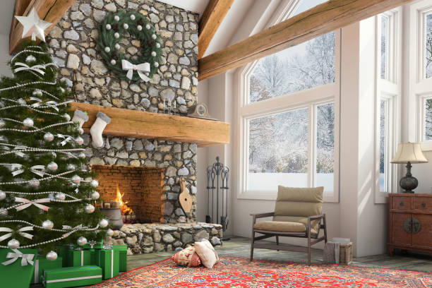 istock Christmas theme decorated apartment interior 879283578
