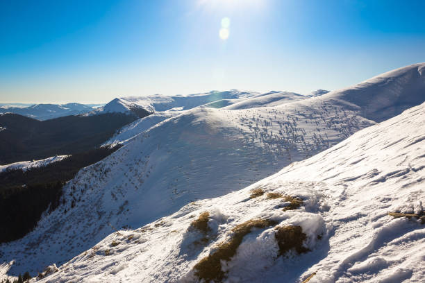 istock Beautiful winter nature at sunny day in mountains 879294044