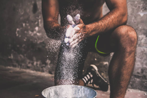 istock athlete with his hands in magnesite powder 879294058