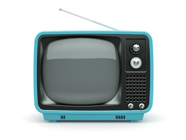 istock Blue retro TV isolated on white background 879298500