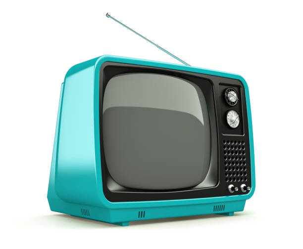 istock Blue retro TV isolated on white background 879298526