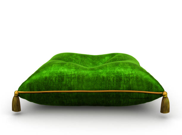 royal green velvet pillow on white background