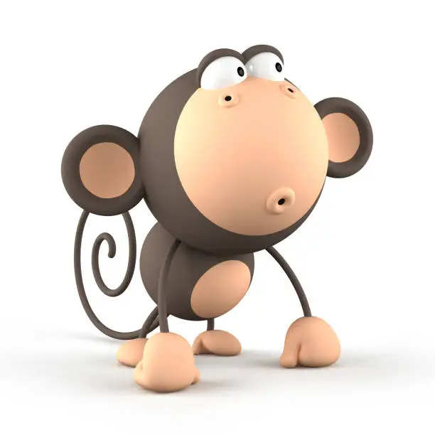 Photo of Cartoon  monkey isolated on white background 3D rendering